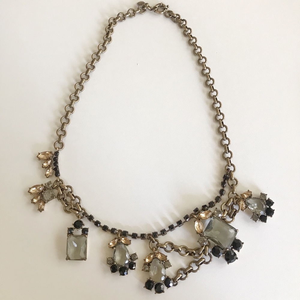J crew brass rhinestone necklace